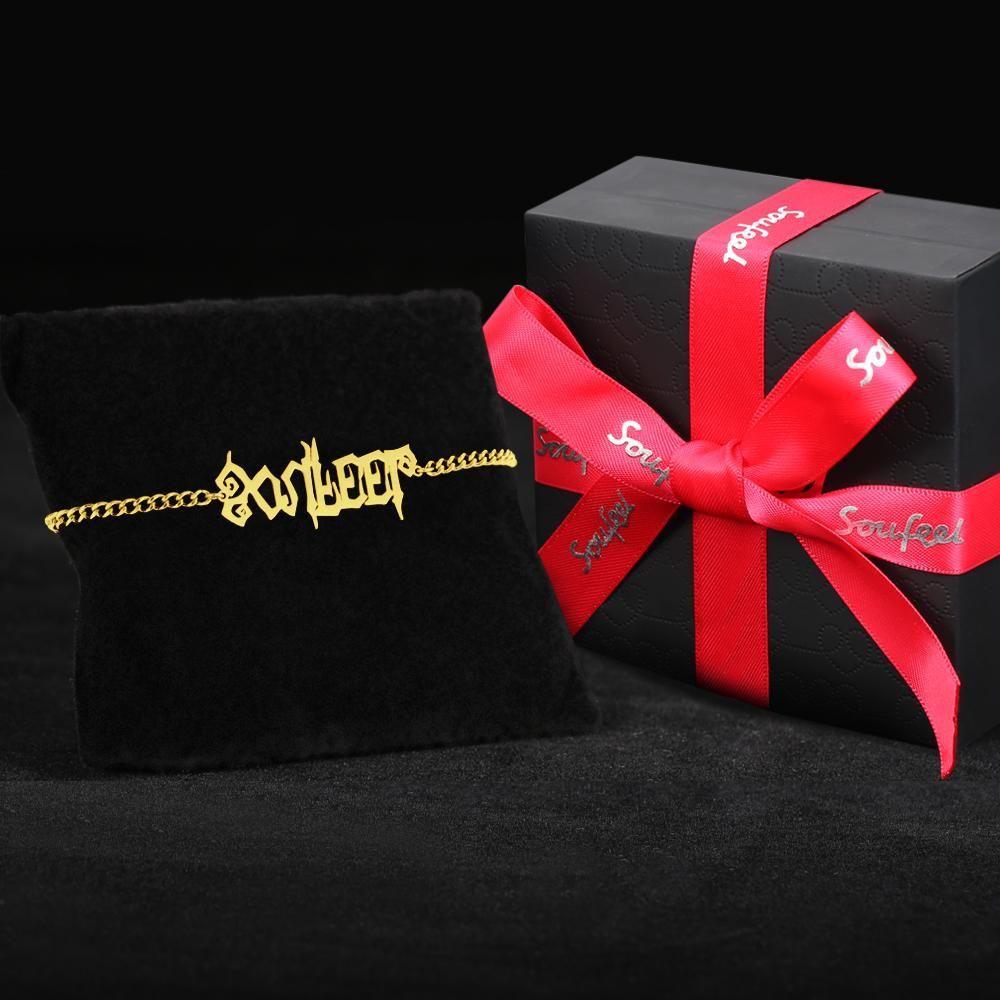 Name Bracelet Custom Bracelet Gifts Special Design 14k Gold Plated Silver - 