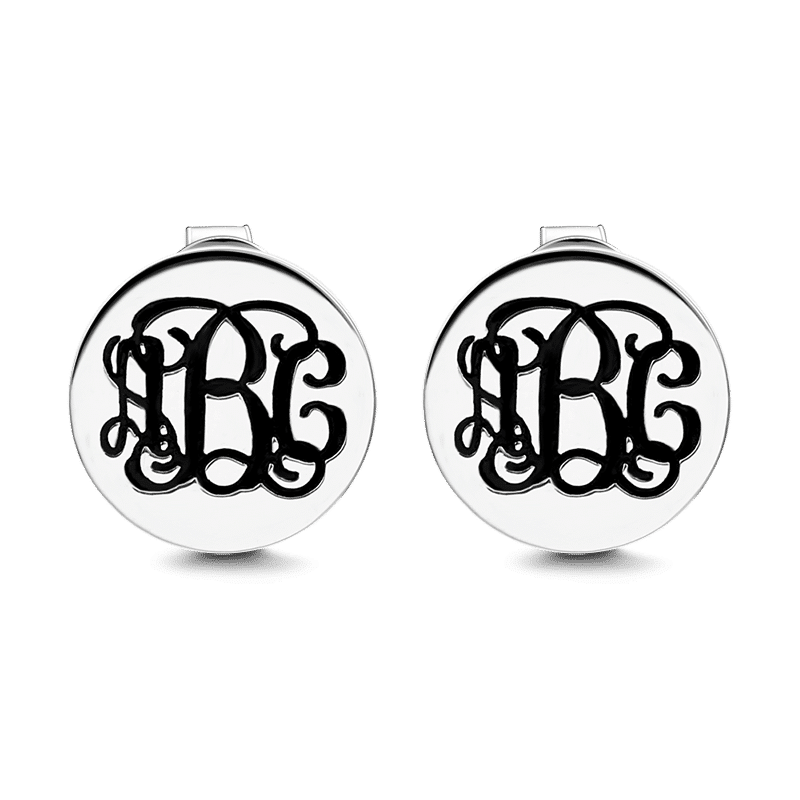 Engraved Monogram Earrings Silver - soufeelus