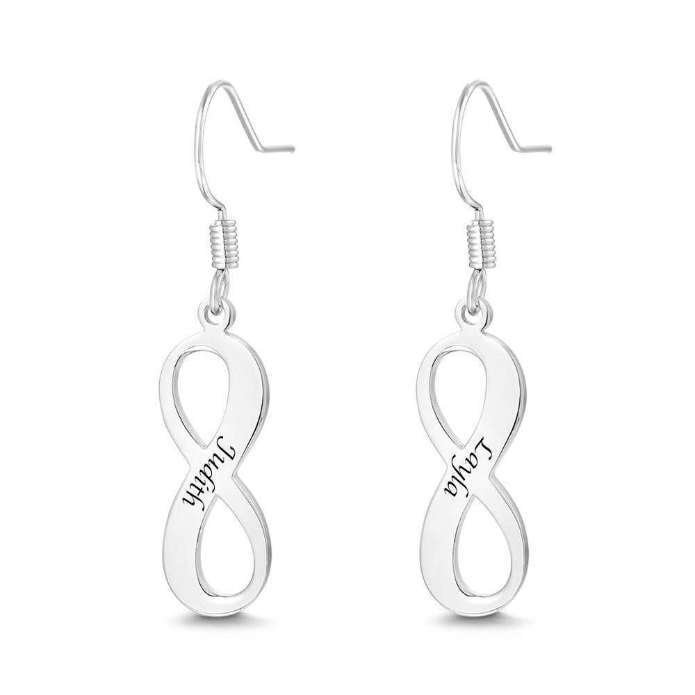 Custom Engraved Earrings with Infinity Earrings Platinum Plated - soufeelus