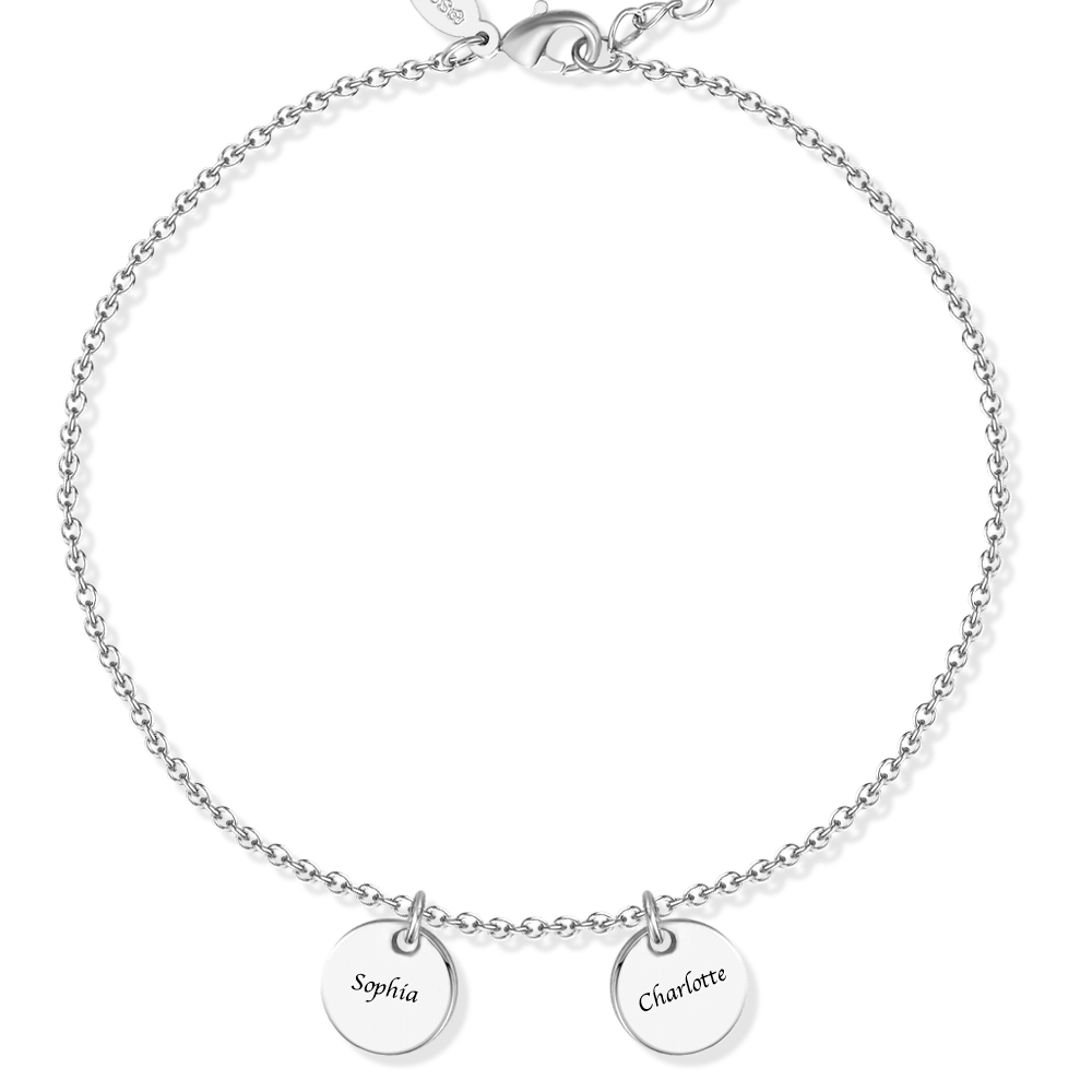 Sterling Silver Engraved Two Coins Anklet - soufeelus