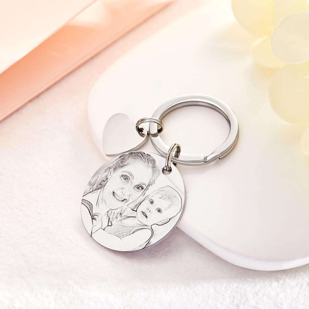 Custom Photo Engraved Keychain Date Save Keychain Significant Date Marker Custom Anniversary Gift For Mom - soufeelmy