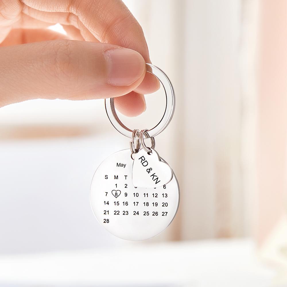 Custom Photo Engraved Keychain Date Save Keychain Significant Date Marker Custom Anniversary Gift For Mom - soufeelmy