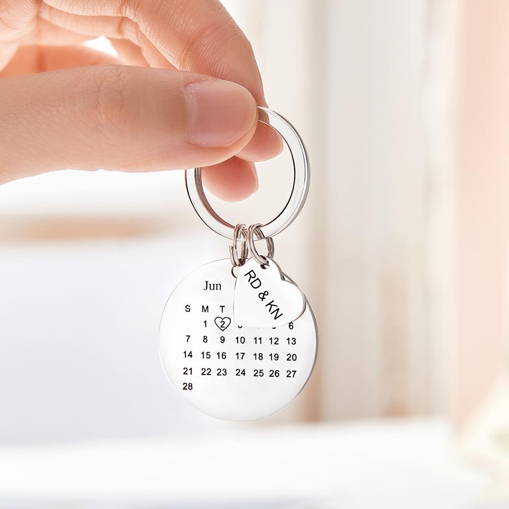 Personalized Calendar Keychain Significant Date Marker Valentine's Day Gifts for Couples (One Keychain Only)