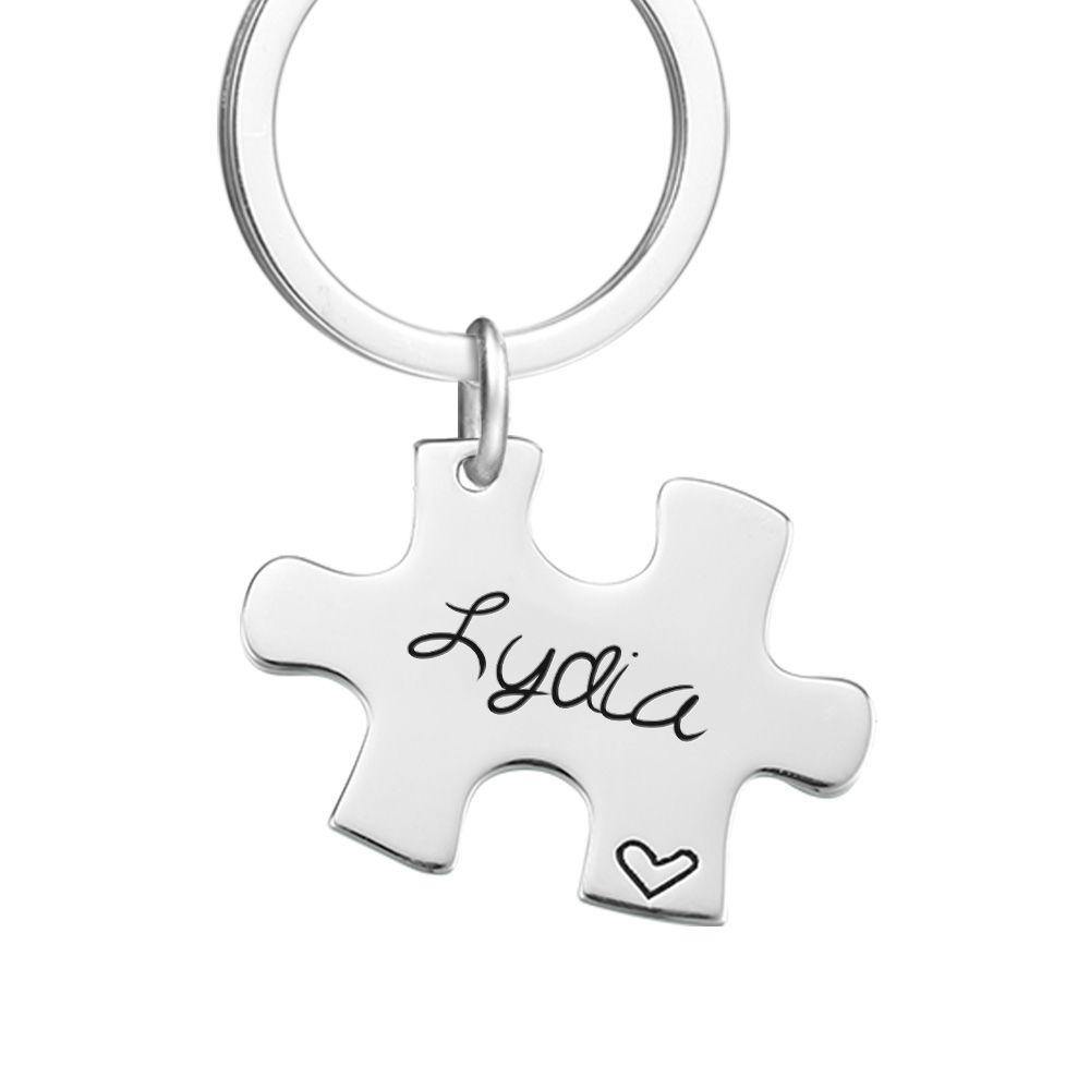 Engraved Keychain Puzzle Shape Steel