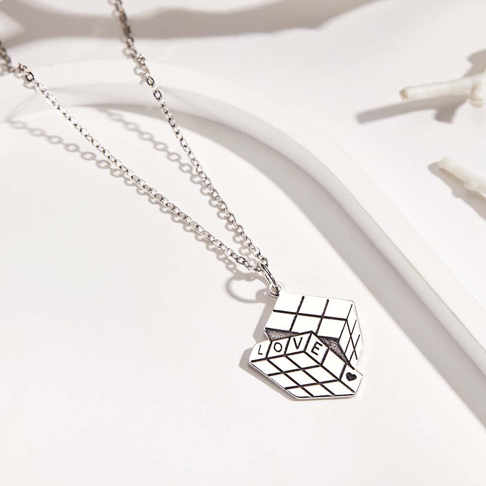 S925 Silver Pendant Necklace Customizable Love Cube Pendant Necklace Fine Jewelry Gifts - soufeelmy