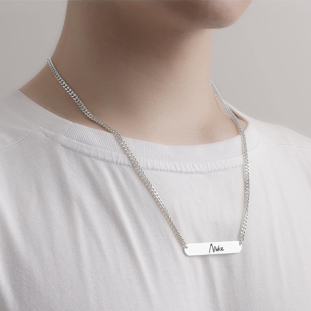 Custom Men?ˉs  Necklace Thick Chain Photo Dog Tag Necklace for Friend - Silver - soufeelus