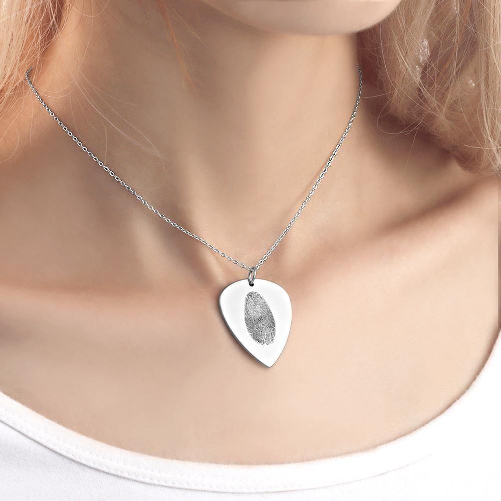 Actual Fingerprint Necklace Guitar Pick Necklace Memorial Gift for Him - soufeelus