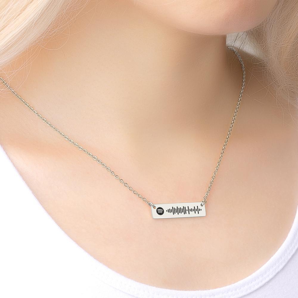 Scannable Spotify Code Bar Necklace Engraved Necklace 50cm+5cm - 