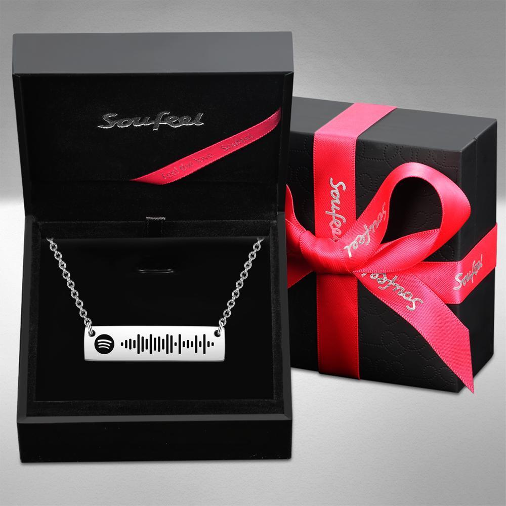 Scannable Spotify Code Bar Necklace Engraved Necklace 50cm+5cm - 