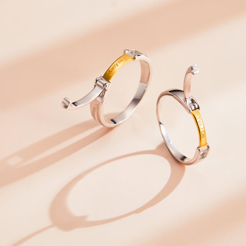 Custom Engraved Rings Confession Buckle Design Creative Couple Gifts - soufeelmy