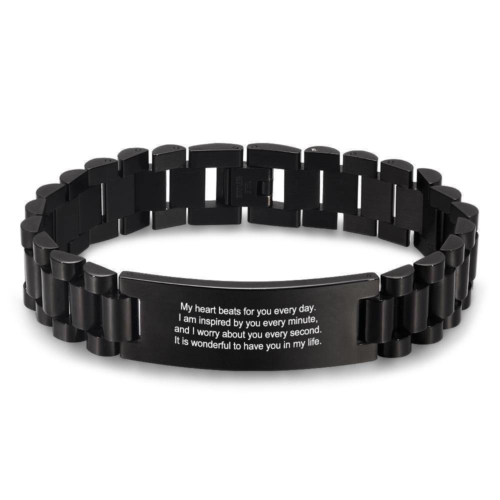 Custom Engraved Bracelet Black Creative Gift - soufeelus