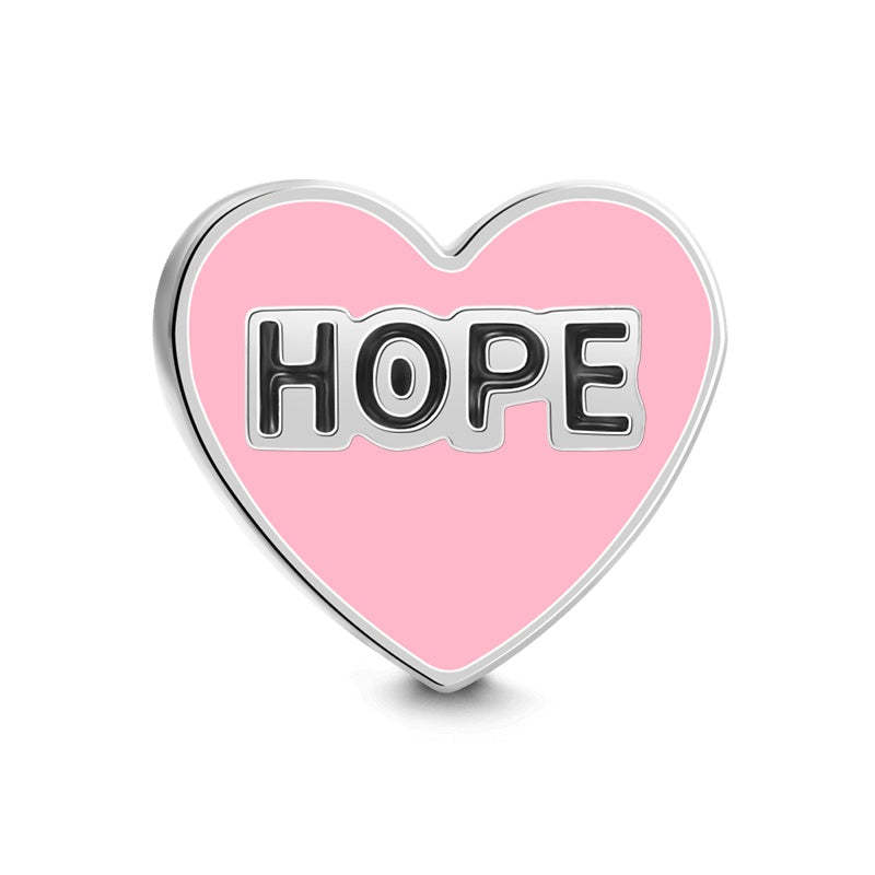 Pink Hope Heart Locket Charm For Locket Necklace - soufeelmy