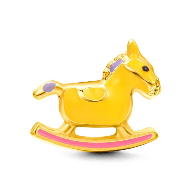 Yellow Wooden Horse Locket Charm For Locket Necklace - soufeelmy
