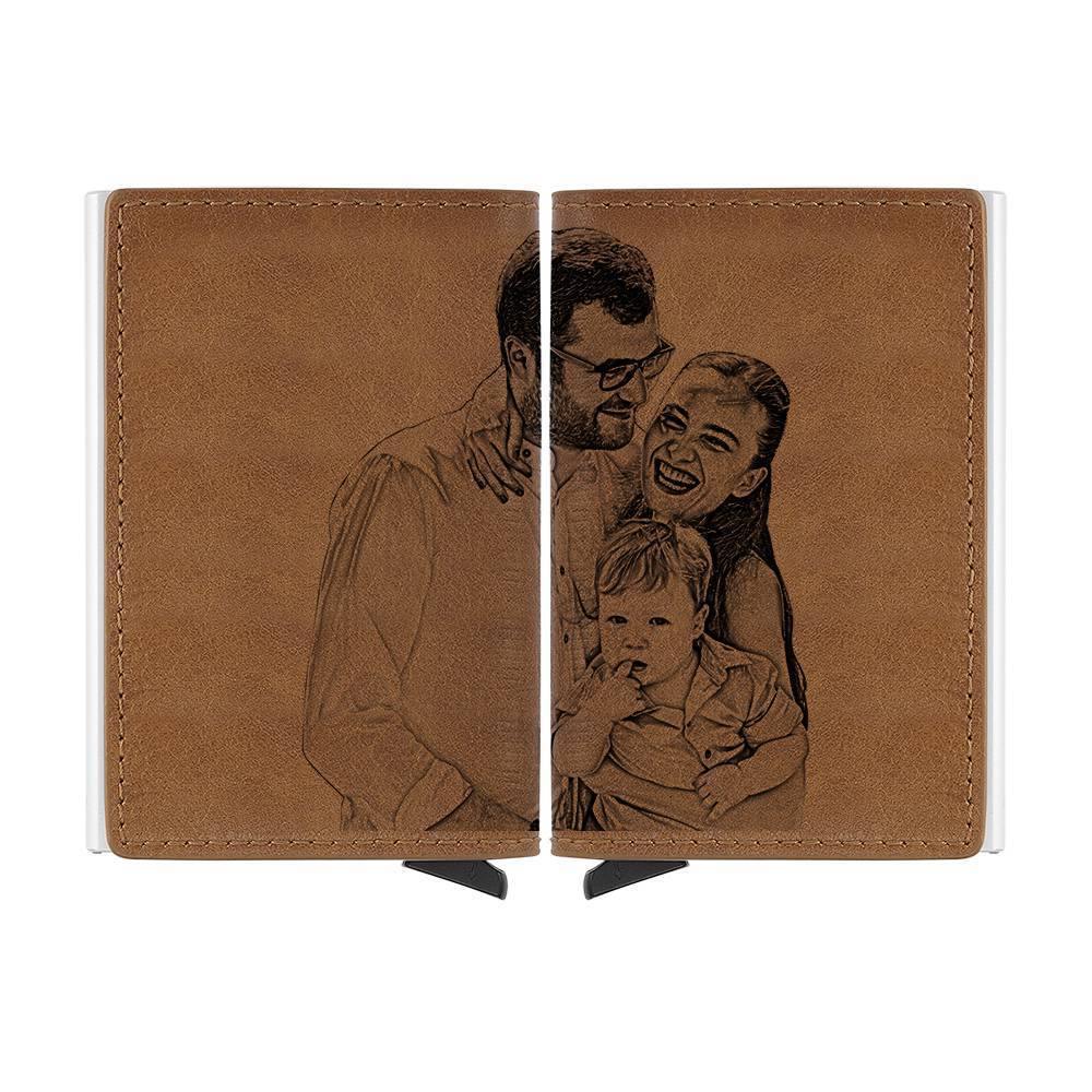 Custom Photo Business Card Holder, Personalised Leather Card Case