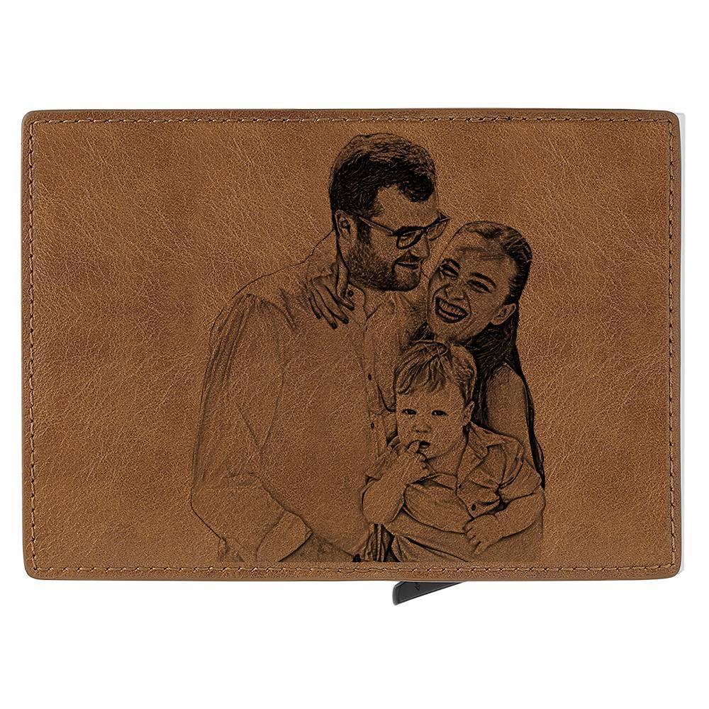 Custom Photo Business Card Holder, Personalised Leather Card Case
