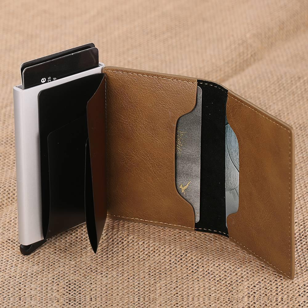 Photo Engraved Card Case, Leather Wallet Best Gift for Men