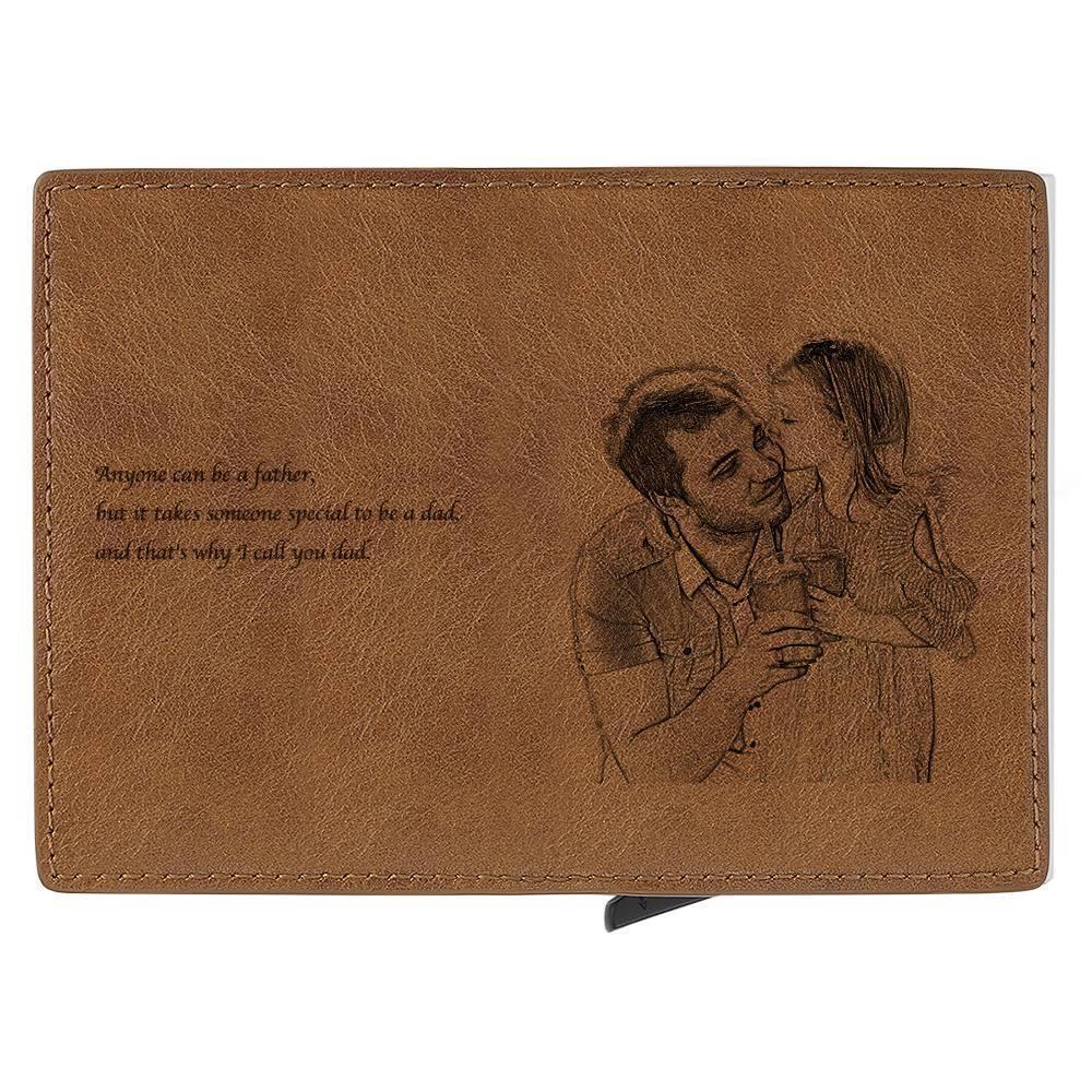 Photo Engraved Card Case, Leather Wallet Best Gift for Men