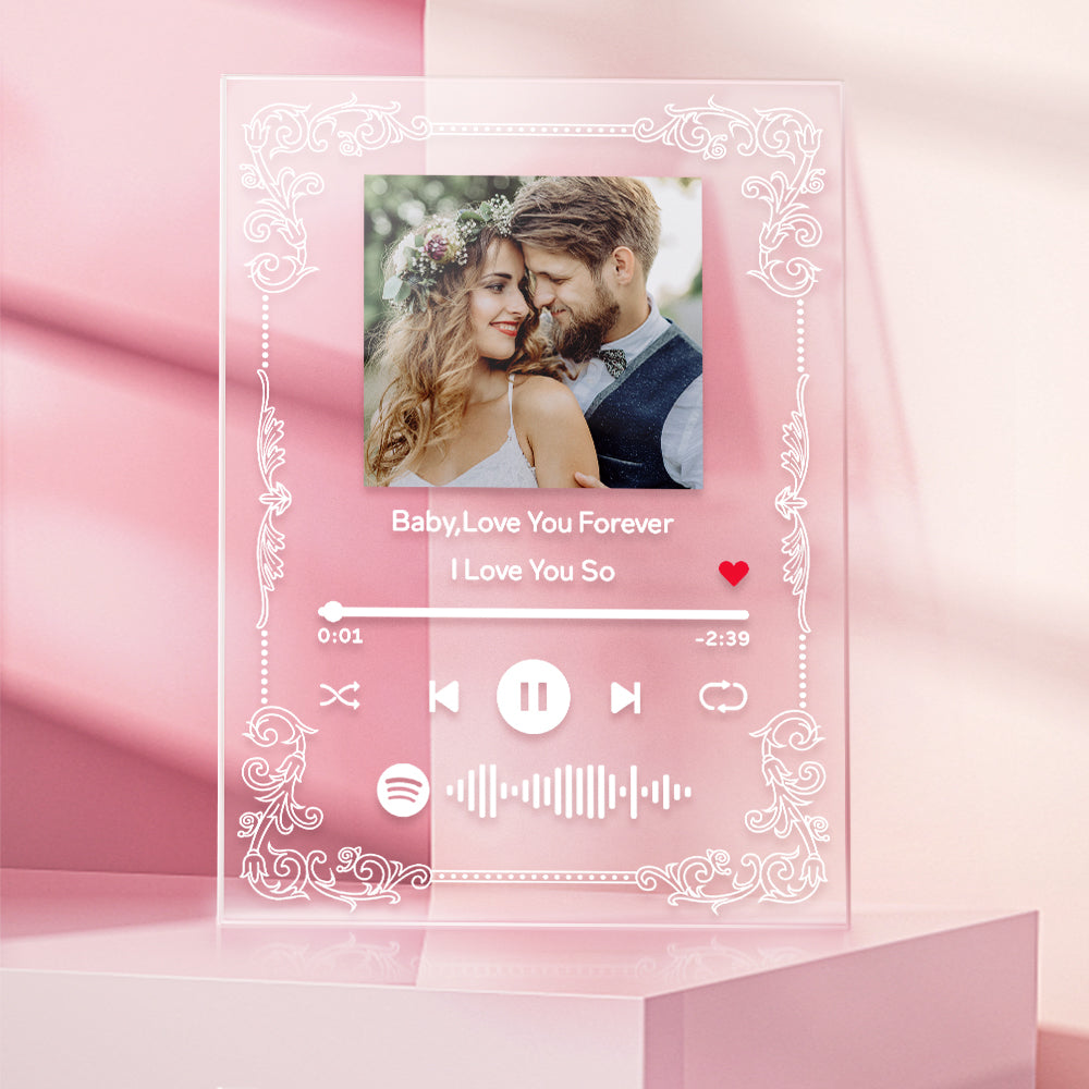 Personalized Spotify Code Keychain Acrylic Music Board Plaque Couple Photo Gift - soufeelmy