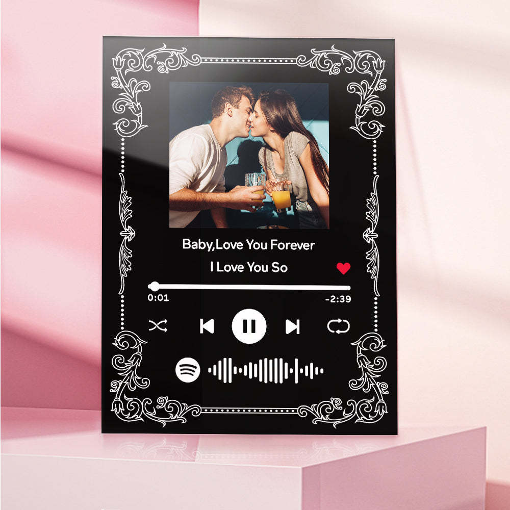Personalized Spotify Code Keychain Acrylic Music Board Plaque Couple Photo Gift - soufeelmy