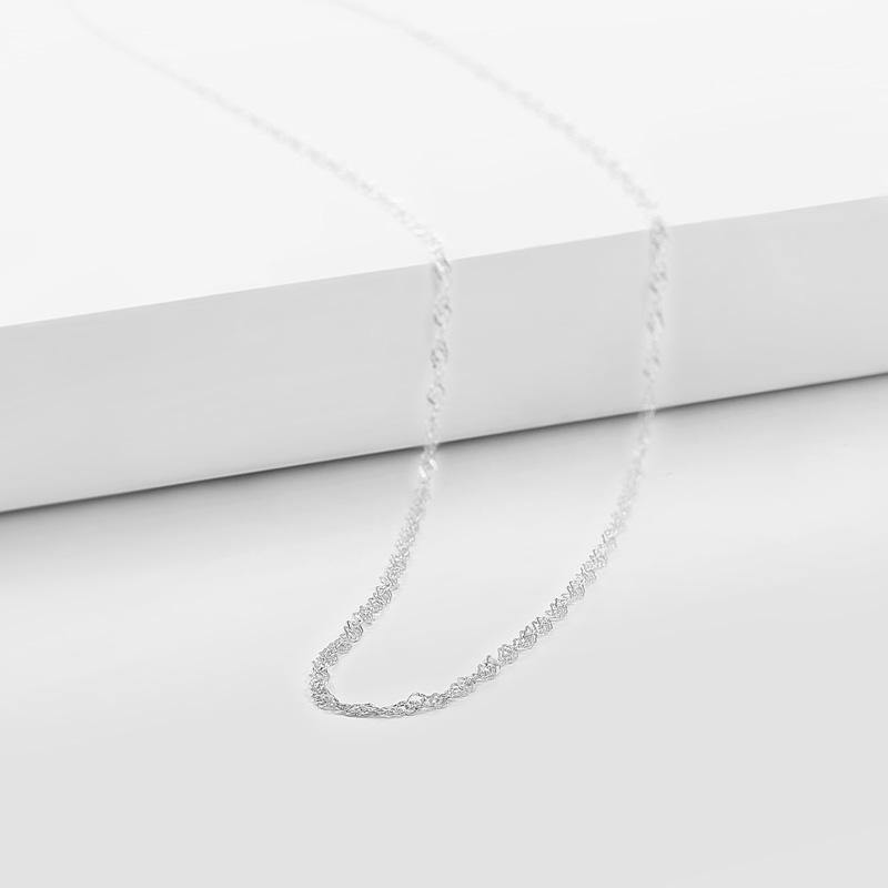 17.7in Twisted Chain Basic Necklace Silver - Length Adjustable - soufeelus