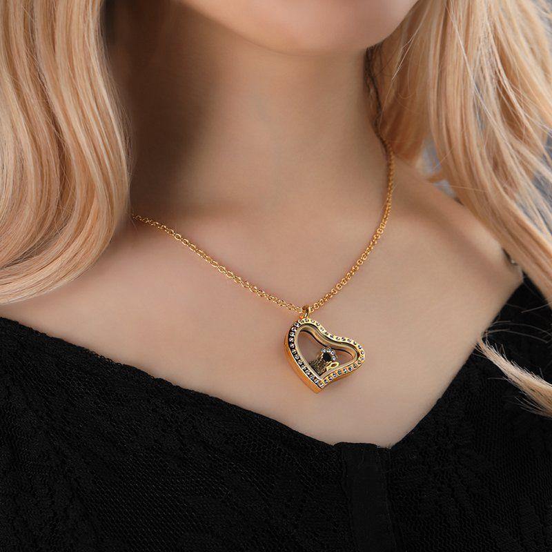 Heart with Crystal Locket Necklace - soufeelus