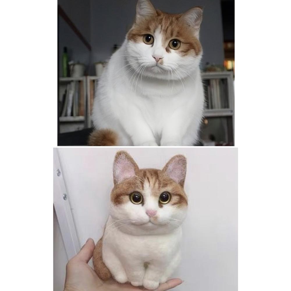 Custom Needle Felted Cat Body, Felt Cat Portrait Memorial Gift, Cat Lover Gift - soufeelmy