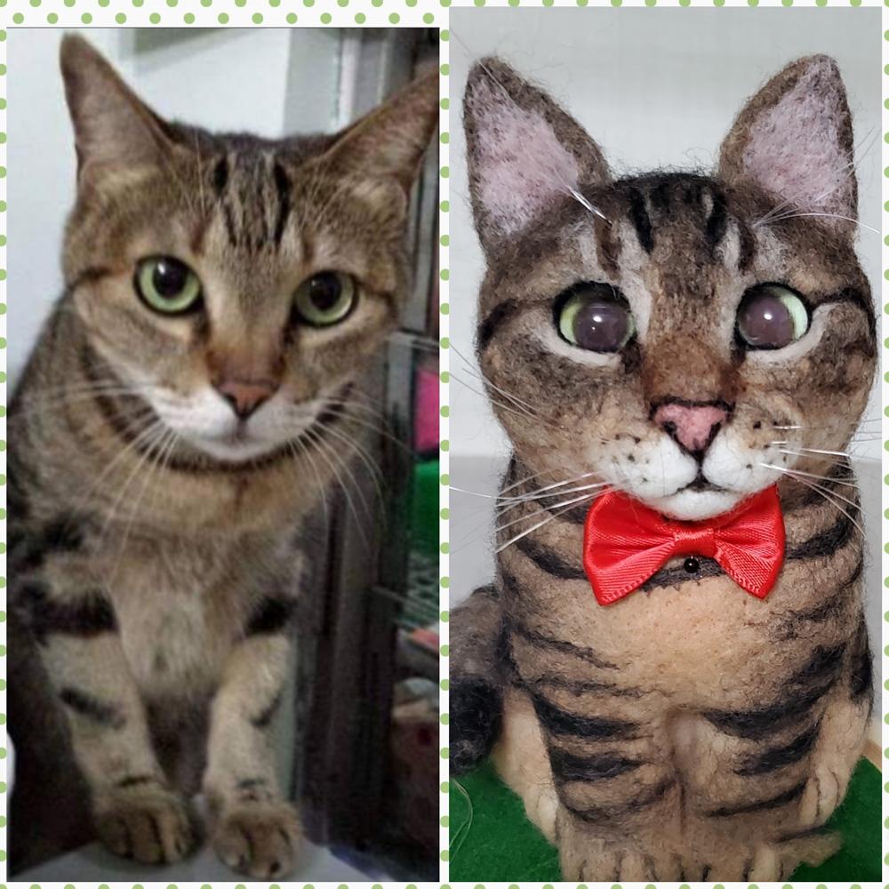 Custom Needle Felted Cat Body, Felt Cat Portrait Memorial Gift, Cat Lover Gift - soufeelmy