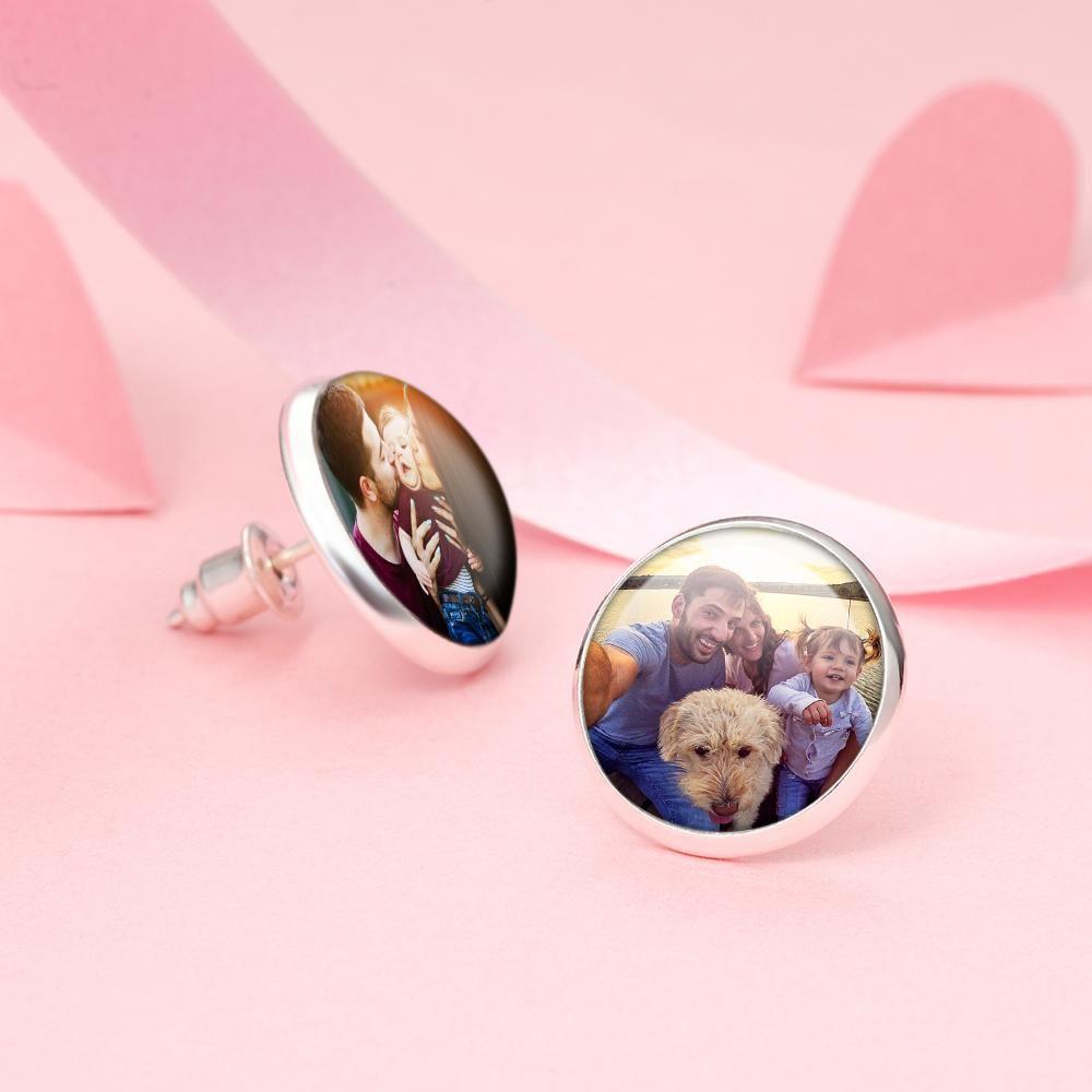 Photo Earrings Studs Earrings Two Photos Unique Gifts - 