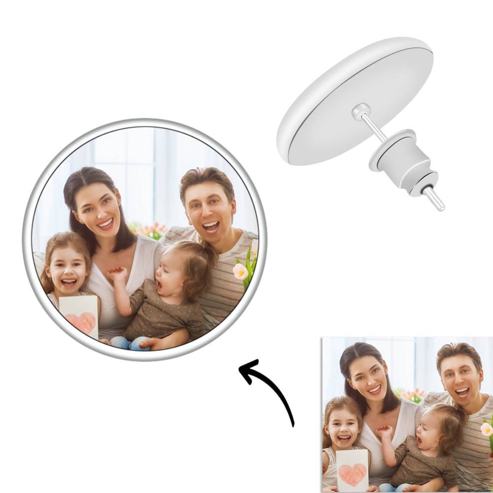 Photo Earrings Studs Earrings Two Photos Unique Gifts - 