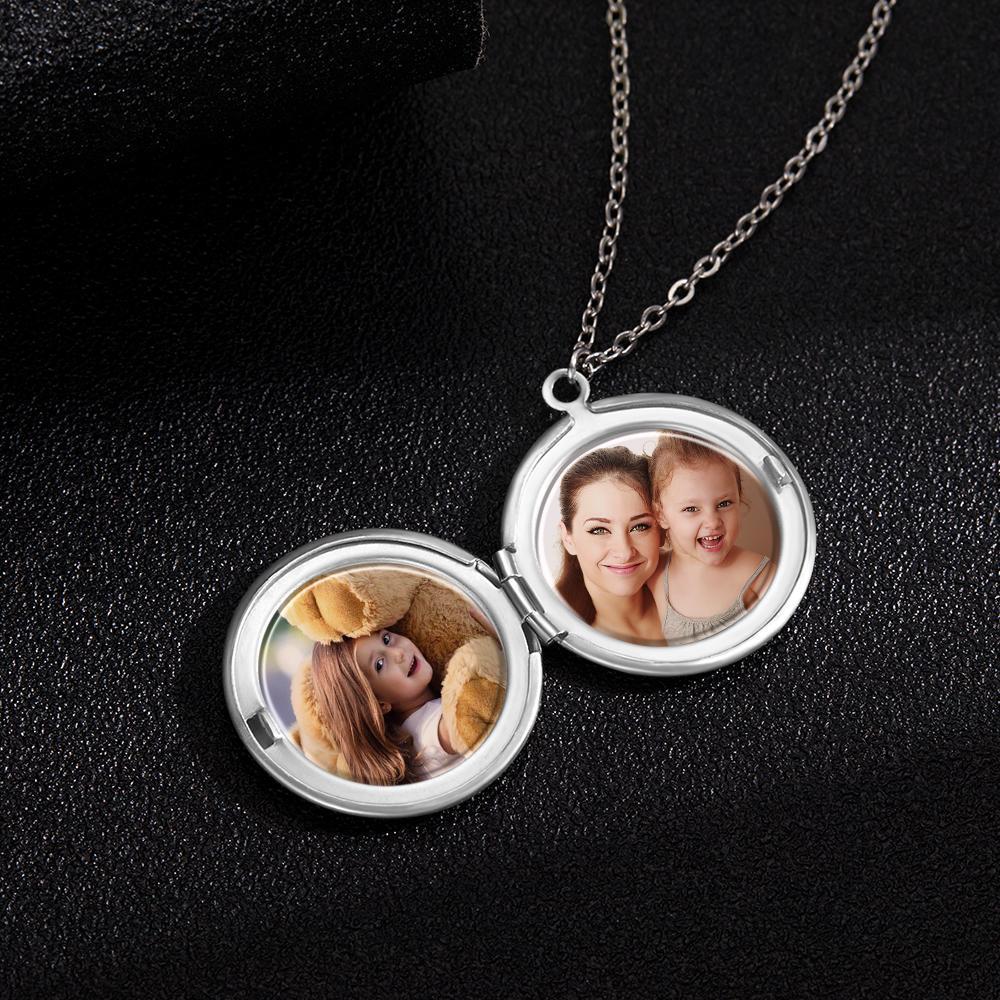Photo Necklace With Two Pictures Silver Color Chain Gifts Ideas Gifts For Mom -