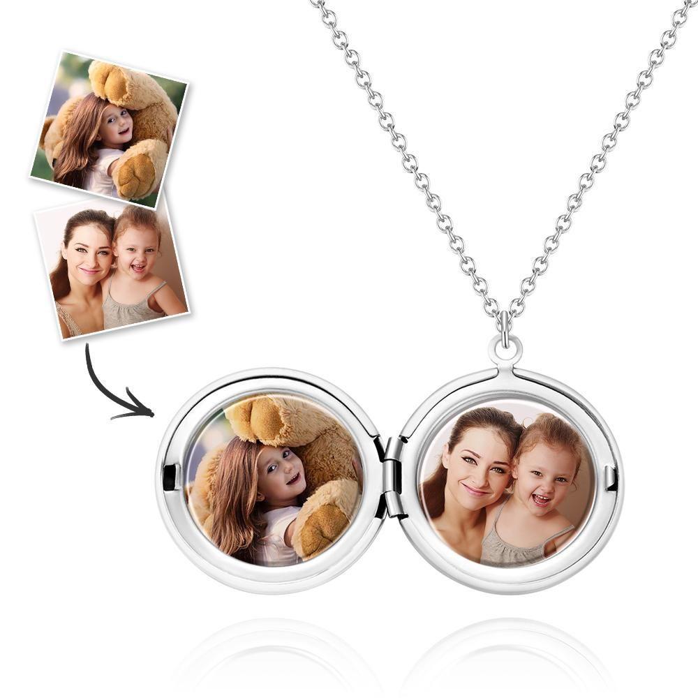 Photo Necklace With Two Pictures Silver Color Chain Gifts Ideas Gifts For Mom -