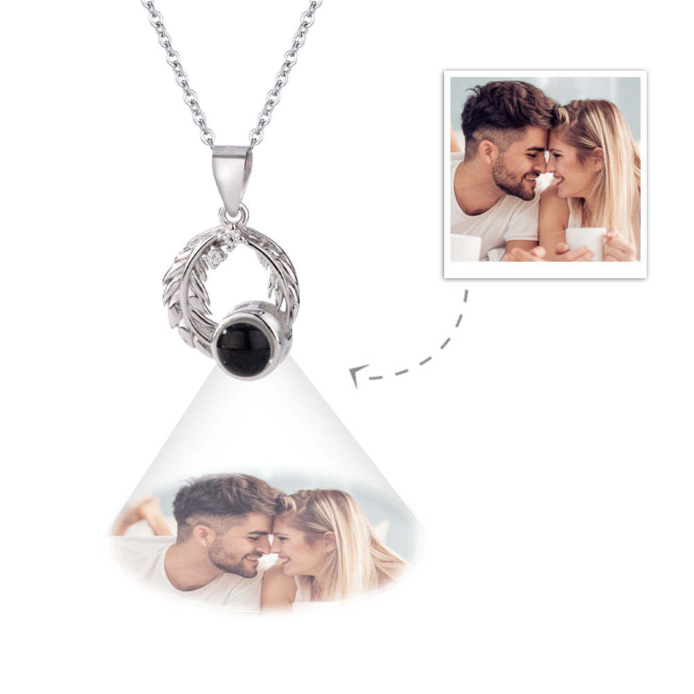 Custom Projection Necklace Leaves Photo Necklace Gift for Couples - soufeelmy
