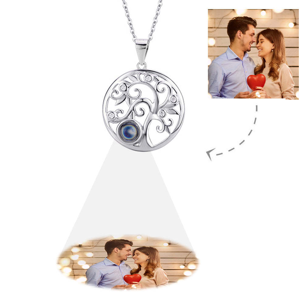 Custom Projection Necklace Love Tree Shape Photo Necklace Gift for Her - soufeelmy
