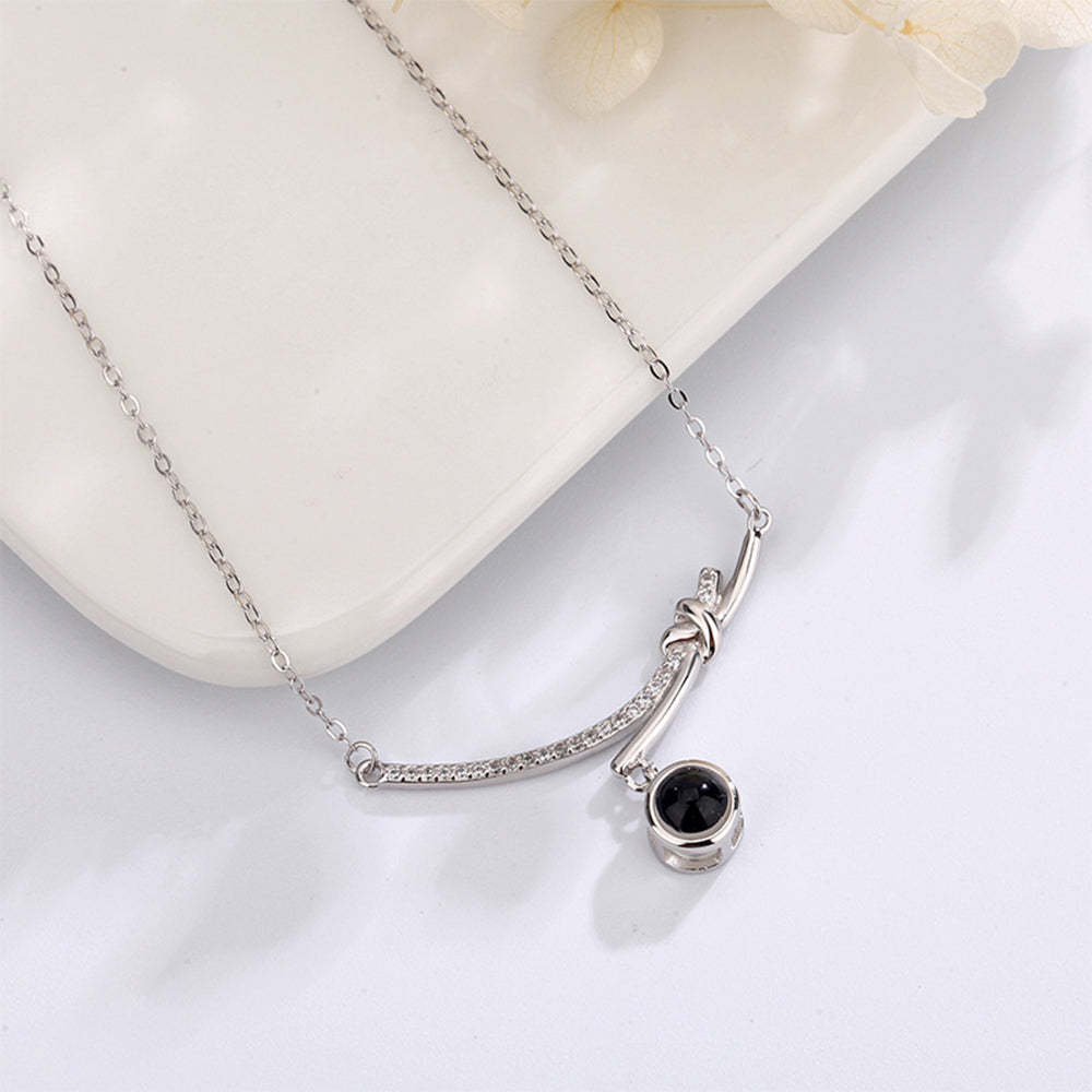 Custom Projection Necklace Elegant Bowknot Pendant Photo Necklace Gift for Her - soufeelmy