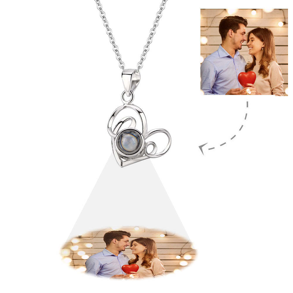 Custom Projection Necklace Luxury Love Shape Photo Necklace Gift for Her - soufeelmy