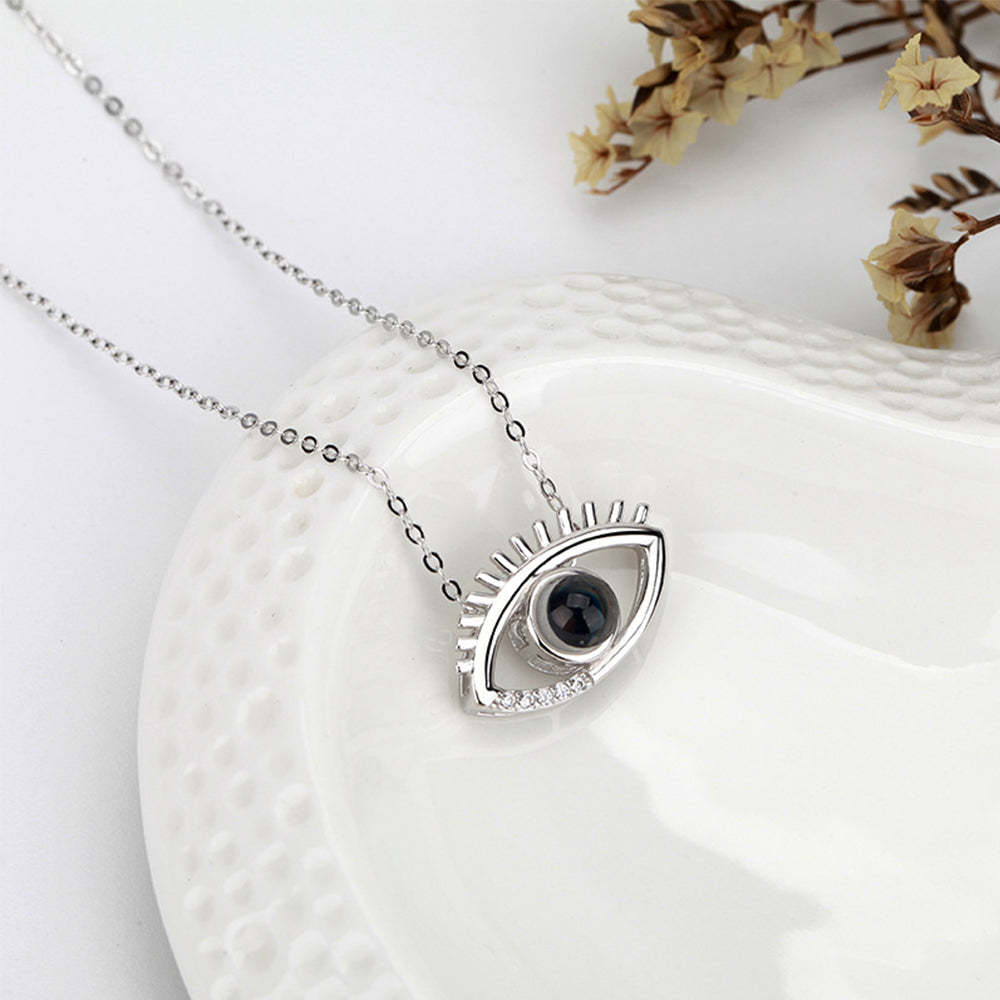 Custom Projection Necklace Love Eye Shape Photo Necklace Gift for Her - soufeelmy