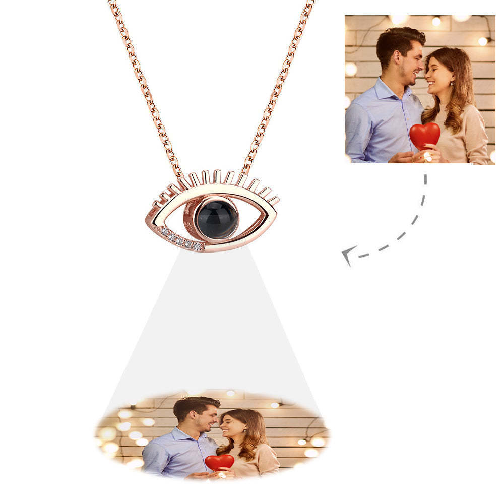 Custom Projection Necklace Love Eye Shape Photo Necklace Gift for Her - soufeelmy