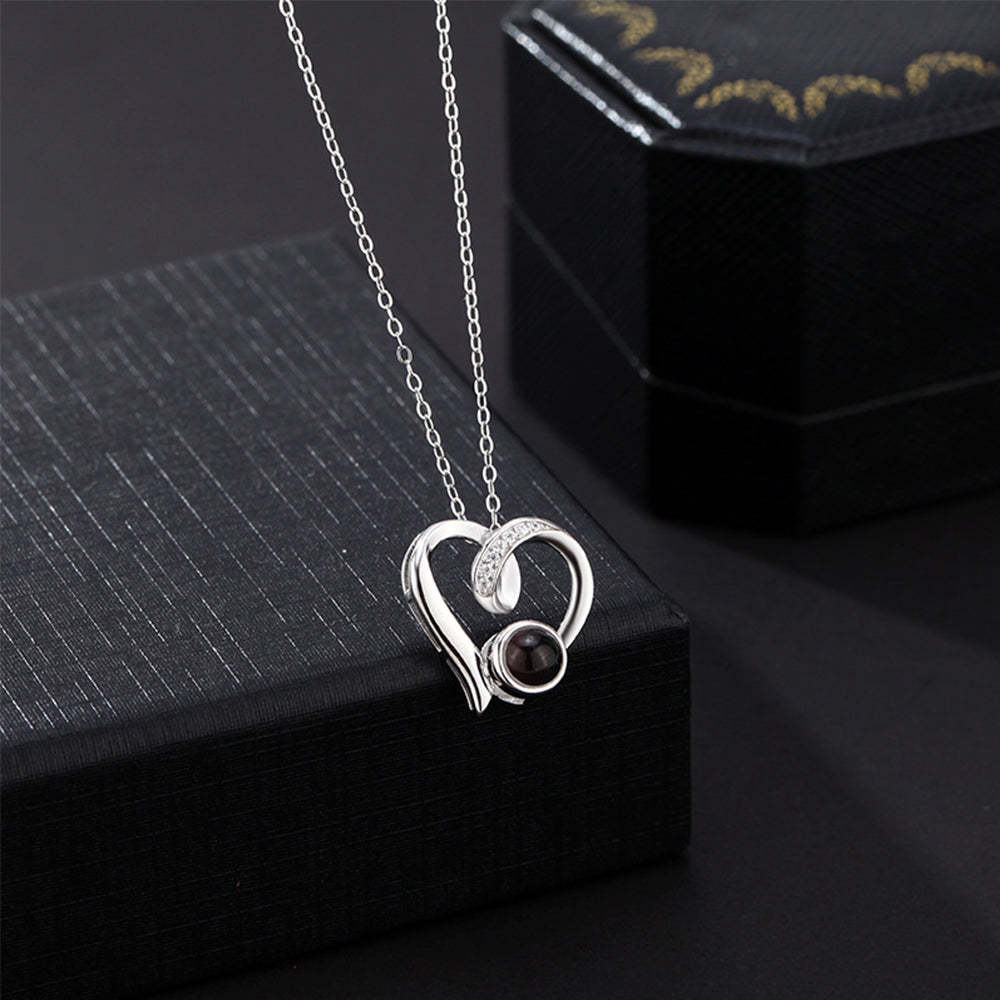 Custom Projection Necklace Ribbon Design Heart Shaape Photo Necklace Gift for Her - soufeelmy