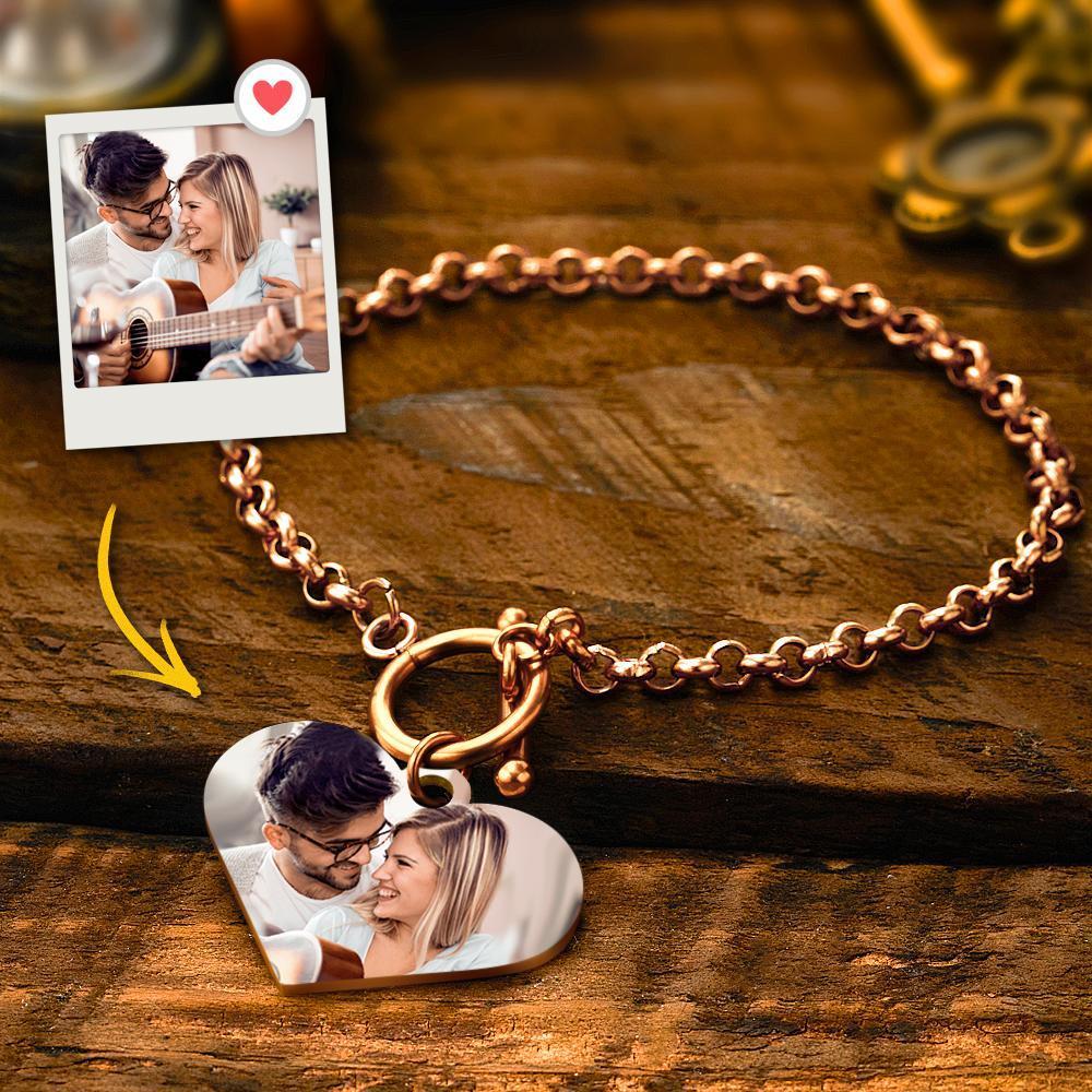 Custom Photo Bracelet with Heart Gifts for Girlfriend