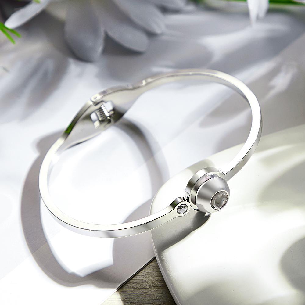 Custom Photo Projection White Rhinestone Bracelet Personalized Adjustable Bracelet Gifts For Her - soufeelmy