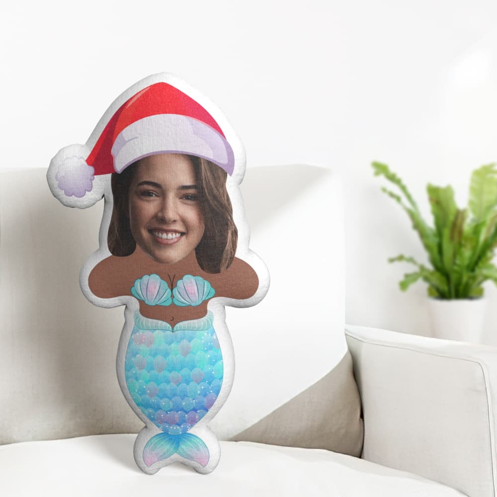 Christmas Gift Custom Mermaid Minime Throw Pillow Custom Mermaid Pillow Personalized Photo Minime Pillow - soufeelmy