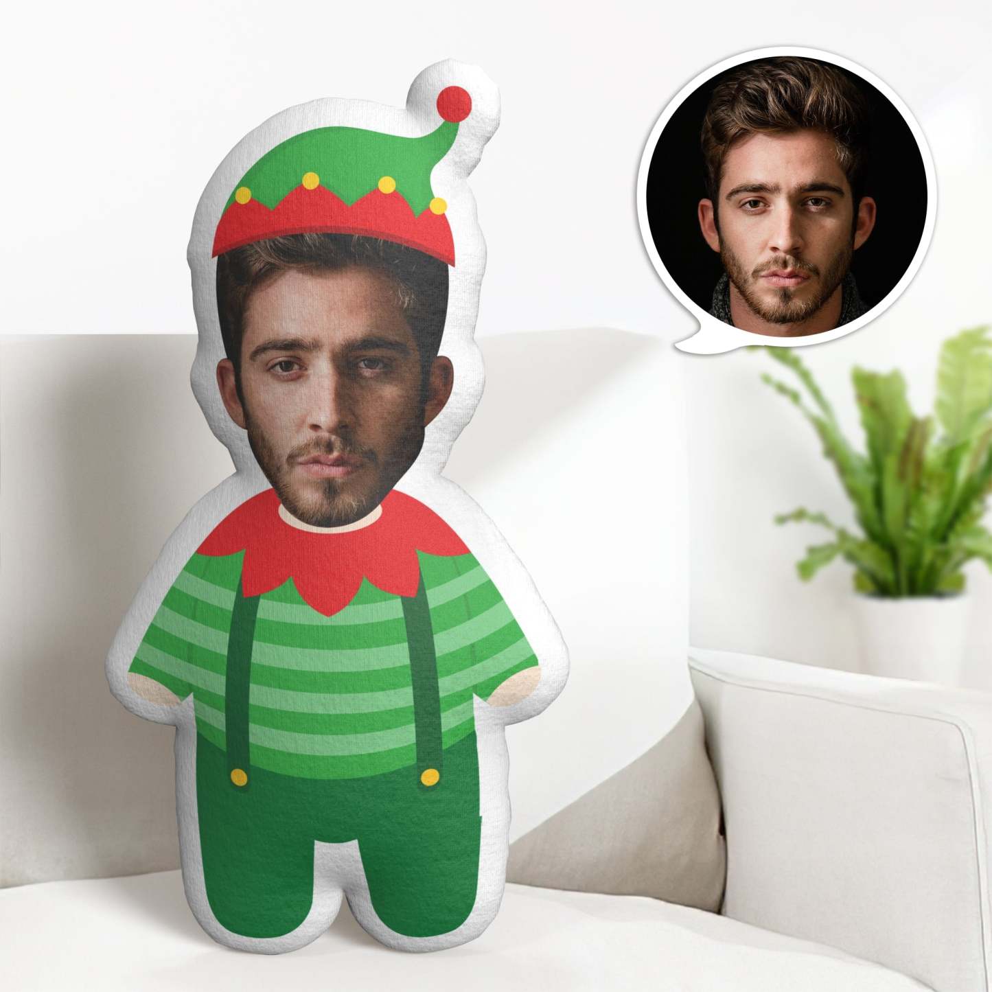 Christmas Gifts Minime Throw Pillow Custom Face Pillow Gifts Christmas Elf - soufeelmy