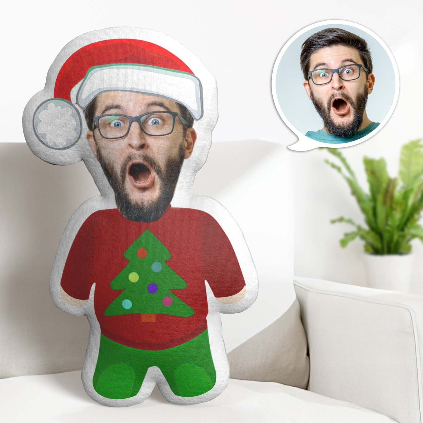 Custom Christmas Cartoon Pillow Personalized Face Minime Throw Pillow Gifts - soufeelmy