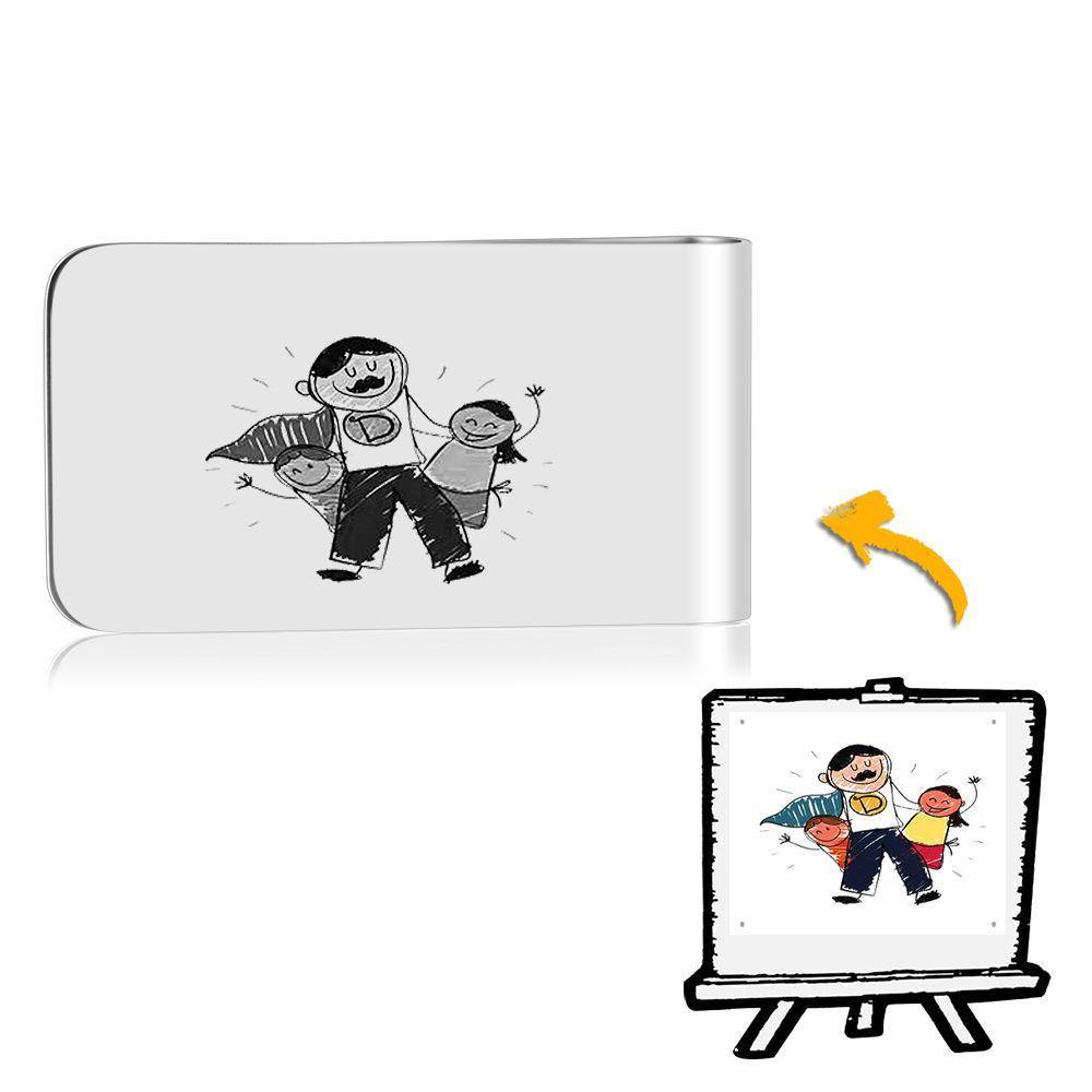 Gift for Dad - Photo Money Clip Handwriting Gift Stainless Steel