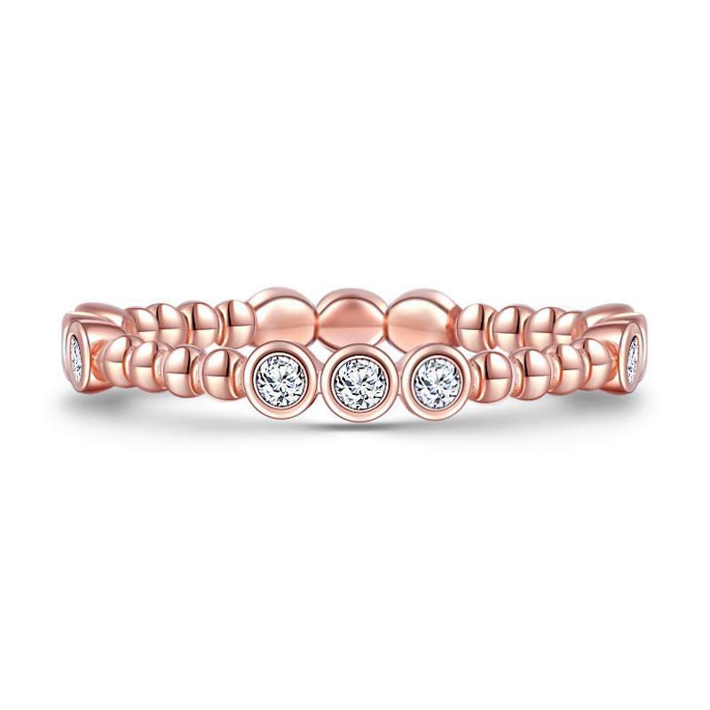 Elegant Series Rose Gold Crush On You Ring Charm 925 Sterling Silver - 