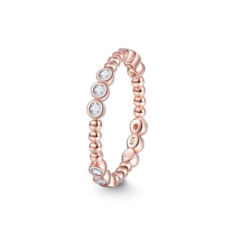 Elegant Series Rose Gold Crush On You Ring Charm 925 Sterling Silver - 