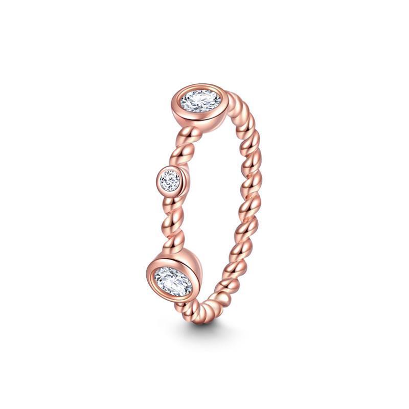 Elegant Series Rose Gold Harmonious Union Ring Charm 925 Sterling Silver - 