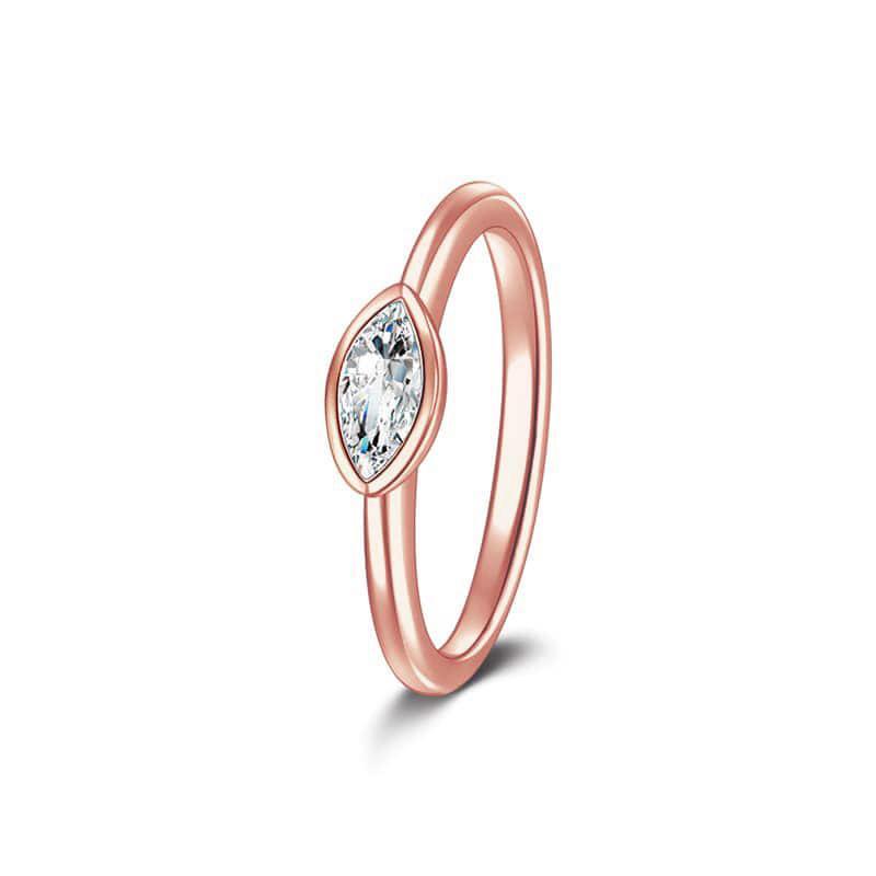 Elegant Series Rose Gold Water Drop Ring Charm 925 Sterling Silver - 