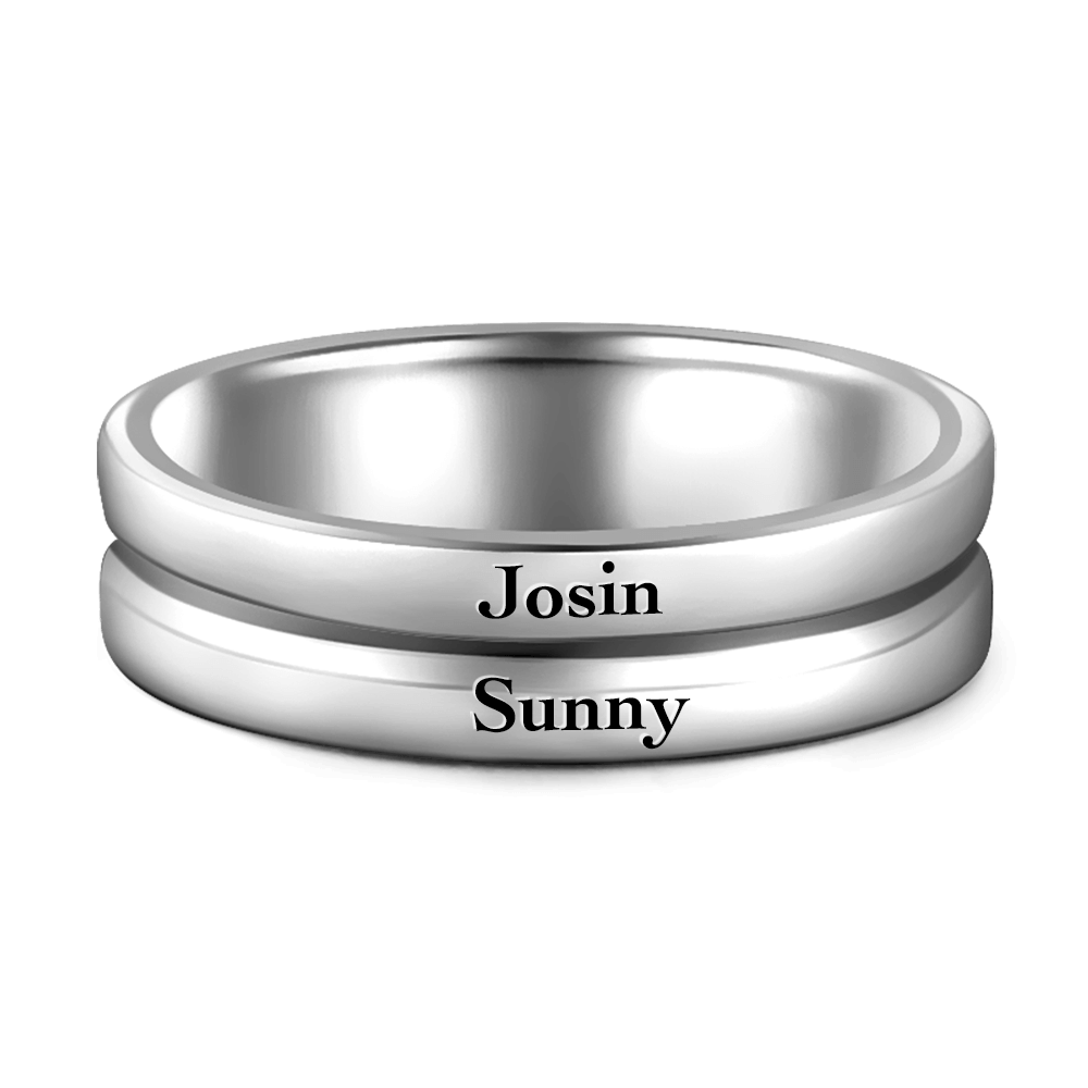Engravable Promise Ring Male Double Love You 925 Sterling Silver - 