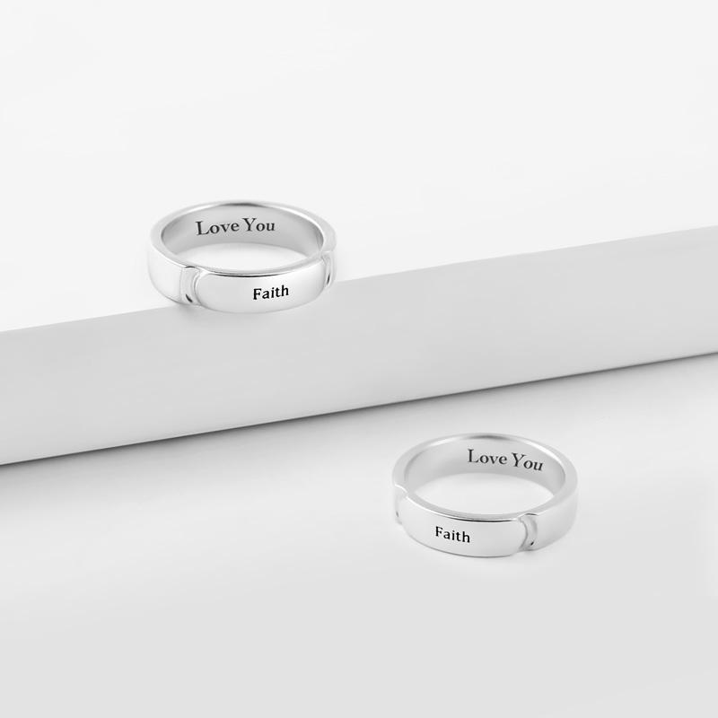 Engravable Promise Ring Male Faith Love You 925 Sterling Silver -